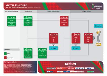 MATCH SCHEDULE  FIFA Club World Cup Morocco 2014 presented by TOYOTA Quarter-Finals[removed]Dec