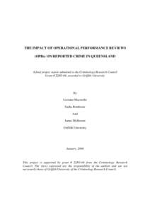 The impact of operational performance reviews (OPRs) on reported crime in Queensland