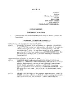 DOCKET Continued Page 160 Monday, August 11, 2014 7:45 PM, ED CENTER