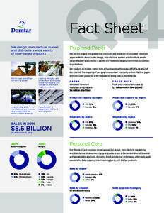 Fact Sheet We design, manufacture, market and distribute a wide variety of fiber‑based products  Pulp and Paper