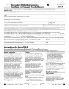 2015 Form 590-P -- Nonresident Withholding Exemption Certificate for Previously Reported Income