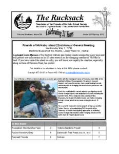 The Rucksack Newsletter of the Friends of McNabs Island Society The society is a registered charity: CCRA number[removed]RR 0001 Volume Nineteen, Issue 3/4