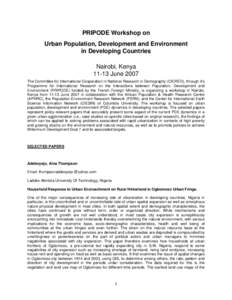 URBAN PDE WORKSHOP PAPERS
