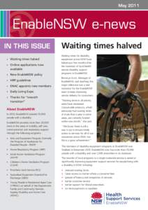 MONTH YEAR  May 2011 EnableNSW e-news IN THIS ISSUE