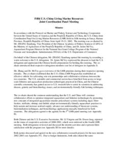 Fifth U.S. -China Living Marine Resources Joint Coodination Panel Meeting