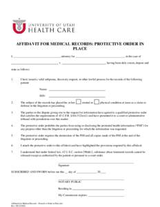 Microsoft Word - Affidavit for Medical Records - Protective Order in Place.doc