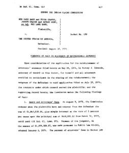 36 Ind. C1. Comm. 417 BEFORE THE 1 M ) I A N CLAIMS COt@iISSION RED LAKE BAND and PETER GRAVES, JOSEPH CRAVES and AUGUST KING, e x rel. RED LAKE BAND,