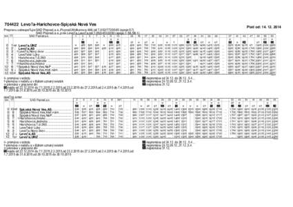 Levoča-Harichovce-Spišská Nová Ves  Platí od: Prepravu zabezpečuje:SAD Poprad,a.s.,Poprad,Wolkerova 466,tel.č.spoje:57) SAD Poprad,a.s.,prev.Levoča,Levoča,tel.č.spo