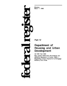 Federal Register  Monday March 1 , 1999  Part IV