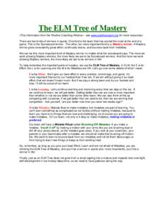 The ELM Tree of Mastery (This information from the Positive Coaching Alliance – see www.positivecoach.org for more resources) There are two kinds of winners in sports: One kind is the team that has scored the most at t