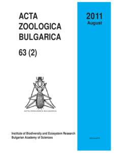 [removed]August[removed]ACTA ZOOLOGICA BULGARICA