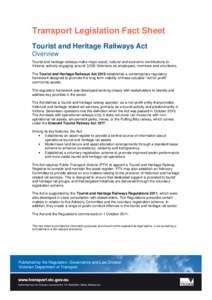 DOT legislation fact sheet - Tourist and Heritage Rail - JUL 2012