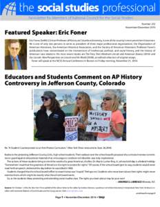 Newsletter for Members of National Council for the Social Studies  Featured Speaker: Eric Foner Number 252 November/December 2014