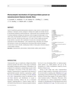 Q IWA Publishing 2010 Journal of Water and Health | 08.1 | Photocatalytic inactivation of Cryptosporidium parvum on nanostructured titanium dioxide films