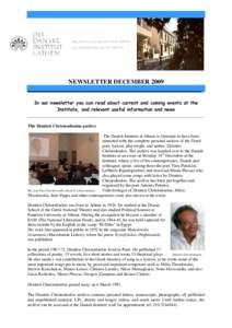 NEWSLETTER DECEMBER 2009 ________________________________________________________ In our newsletter you can read about current and coming events at the Institute, and relevant useful information and news ________________