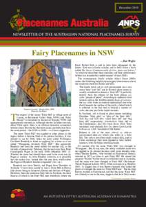 December[removed]NEWSLETTER OF THE AUSTRALIAN NATIONAL PLACENAMES SURVEY Fairy Placenames in NSW – Jim Wafer