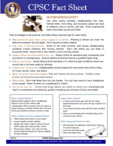 Skateboarding Safety - CPSC Fact Sheet