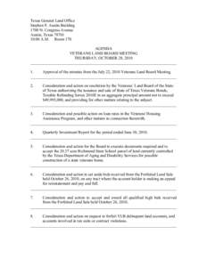 Texas General Land Office Stephen F. Austin Building 1700 N. Congress Avenue Austin, Texas[removed]:00 A.M. Room 170 AGENDA