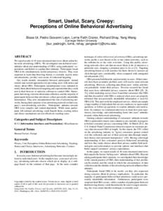 Smart, Useful, Scary, Creepy: Perceptions of Online Behavioral Advertising
