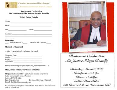 Justice Romilly Retirement Celebration Invitation & Ticket Order