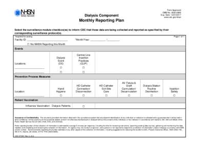 Form Approved OMB No[removed]Exp. Date: [removed]www.cdc.gov/nhsn  Dialysis Component