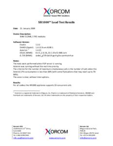 XR1000™ Load Test Results Date: 25. January 2009 Device Description: RAM 512MB, 2 FXS modules Software Version: Elastix: