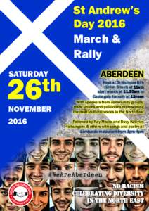 St Andrew’s Day 2016 March & Rally SATURDAY