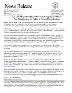 Employee Retirement Income Security Act / Employee Benefits Security Administration / United States Department of Labor / 401 / Fiduciary / Pension / Employee benefit / Bradford P. Campbell / Consolidated Omnibus Budget Reconciliation Act / Law / Employment compensation / Financial economics