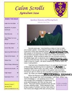 1 Calon Scrolls JanuaryCalon Scrolls Agriculture Issue INSIDE THIS ISSUE