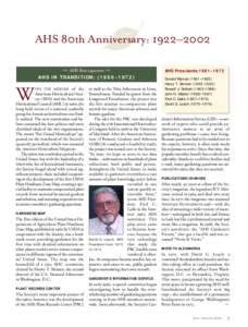 C  AHS 80th Anniversary: 1922–2002  AHS  Retrospective 