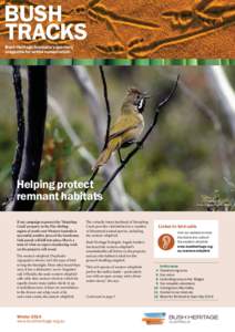 BUSH TRACKS Bush Heritage Australia’s quarterly magazine for active conservation  Helping protect