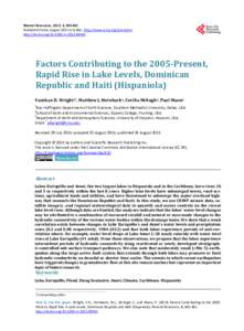 Factors Contributing to the 2005-Present, Rapid Rise in Lake Levels, Dominican Republic and Haiti (Hispaniola)