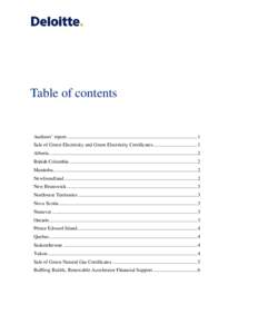 Table of contents  Auditors’ report ....................................................................................................... 1 Sale of Green Electricity and Green Electricity Certificates ...............