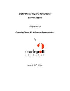 Water Power Imports for Ontario: Survey Report