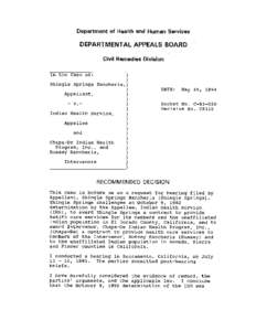 [removed]Shingle Springs Rancheria, Appellant, v. Indian Health Service, Appellee and Chapa-De Indian Health Program, Inc., and Rumsey Rancheria, Intervenors