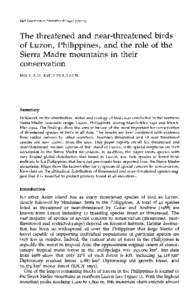 The threatened and near-threatened birds of Luzon, Philippines, and the role of the Sierra Madre mountains in their conservation