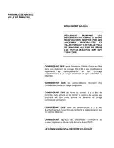 PROVINCE DE QUÉBEC VILLE DE RIMOUSKI RÈGLEMENT[removed]RÈGLEMENT