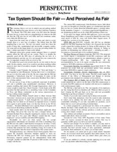 Tax System Should Be Fair — And Perceived As Fair