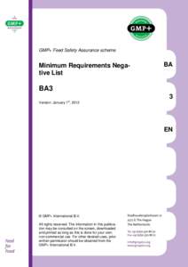 GMP+ Feed Safety Assurance scheme  Minimum Requirements Negative List BA