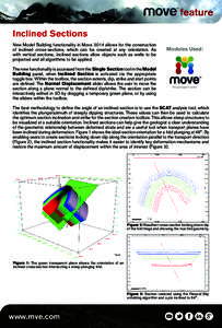 Inclined Sections New Model Building functionality in Move 2014 allows for the construction of inclined cross-sections, which can be created at any orientation. As with vertical sections, inclined sections allow objects 