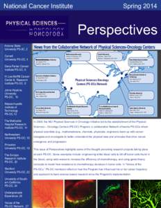 Nation Cancer Institute - Physical Science in Oncology Perspectives Newsletter, Spring 2014