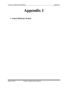 Contract Administration Manual  Appendix 1 • Linear Reference System  January 2010