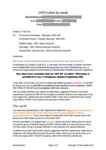 OPEN Letter by email David Hickson 80a Beaumont Road LONDON W4 5AH Home: ([removed]