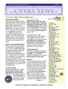 CENTRAL NEW YORK BLUEGRASS ASSOCIATION
  JUNE[removed]CNYBA NEWS-From the President[removed]MUSICIANS NEEDED