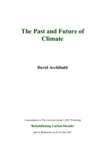 The Past and Future of Climate