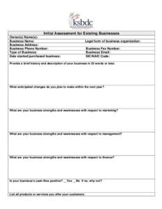 Microsoft Word - Initial Assessment - Existing Biz.doc