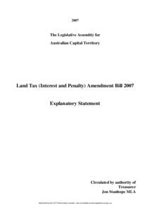 2007  The Legislative Assembly for Australian Capital Territory  Land Tax (Interest and Penalty) Amendment Bill 2007