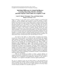 International Journal of Comparative Psychology, 2011, 24, [removed]Copyright 2011 by the International Society for Comparative Psychology