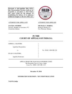 Pursuant to Ind.Appellate Rule 65(D), this Memorandum Decision shall not be regarded as precedent or cited before any court except for the purpose of establishing the defense of res judicata, collateral estoppel, or the 