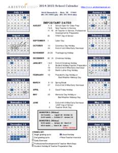 [removed]School Calendar July[removed]Eleventh St. - Katy, TX[removed]5003 (ph[removed] (fax)